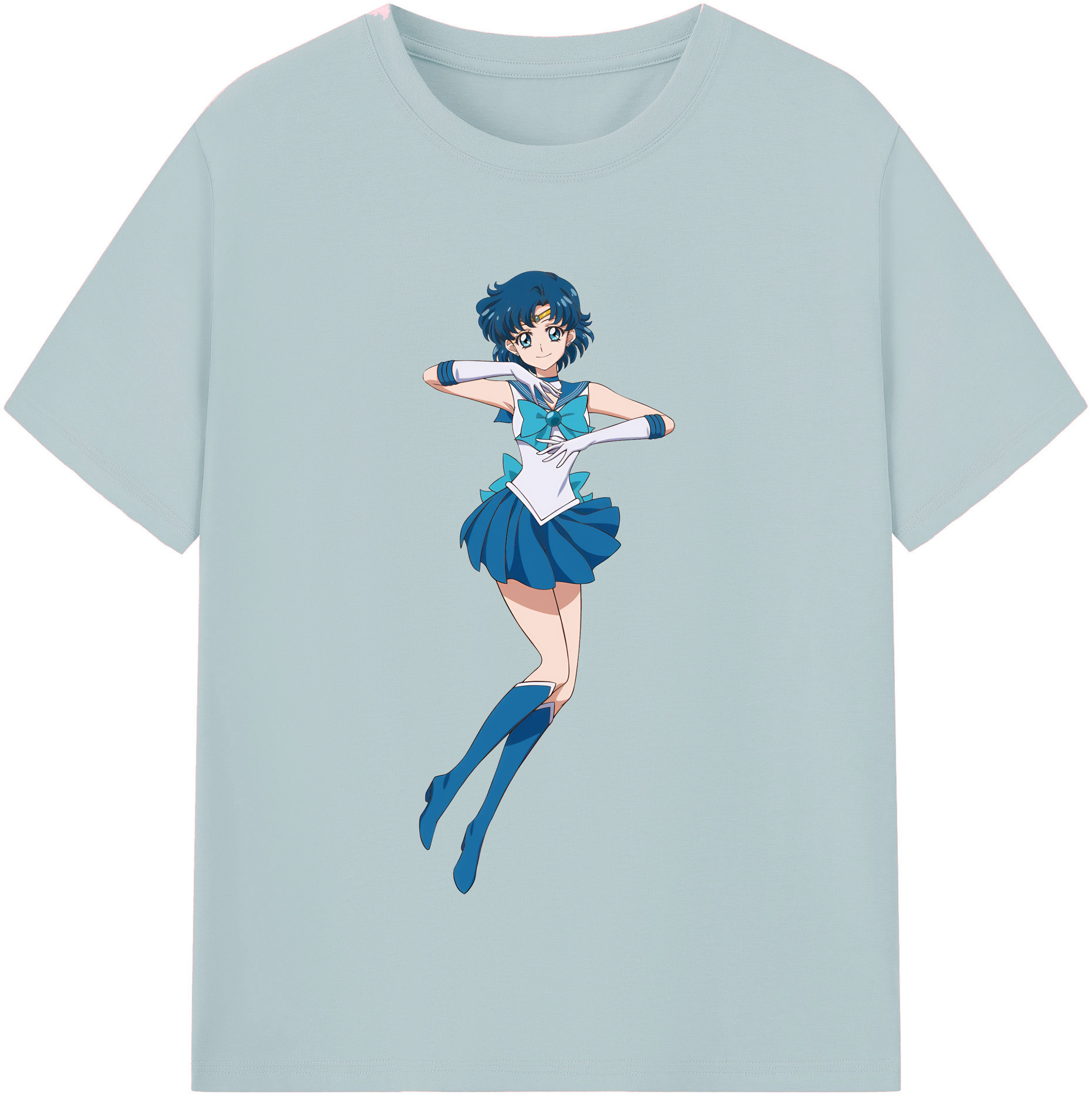 （画像用） 美少女戦士セーラームーン 水野 亜美 みずの あみ Sailor Moon Mizuno Ami 綿100％半袖Tシャツ（フロントプリント）